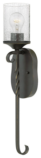 Hinkley Casa Large Single Light Sconce, Olde Black With Clear Seedy Glass