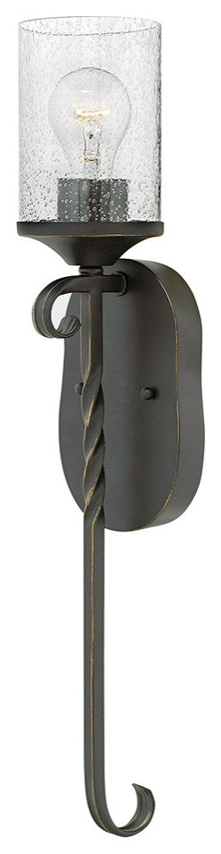 Hinkley Casa Large Single Light Sconce, Olde Black With Clear Seedy Glass