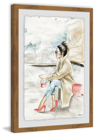 "Printed Pink Heels" Framed Painting Print, 24"x36"