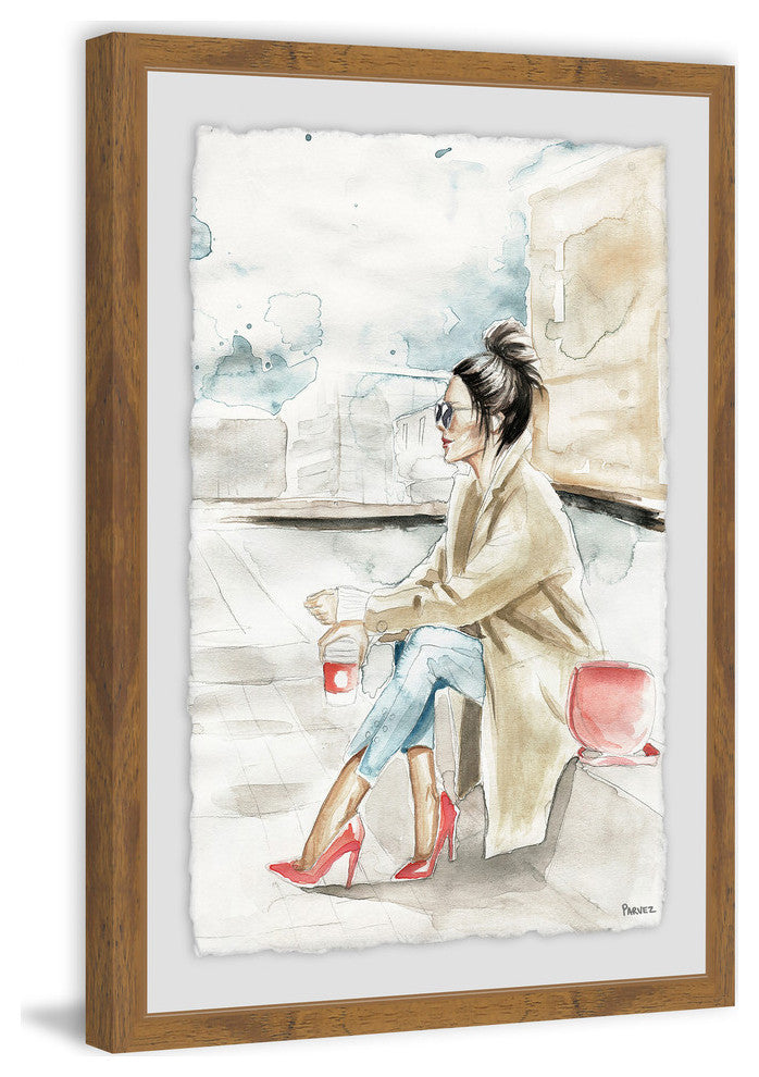 "Printed Pink Heels" Framed Painting Print, 24"x36"