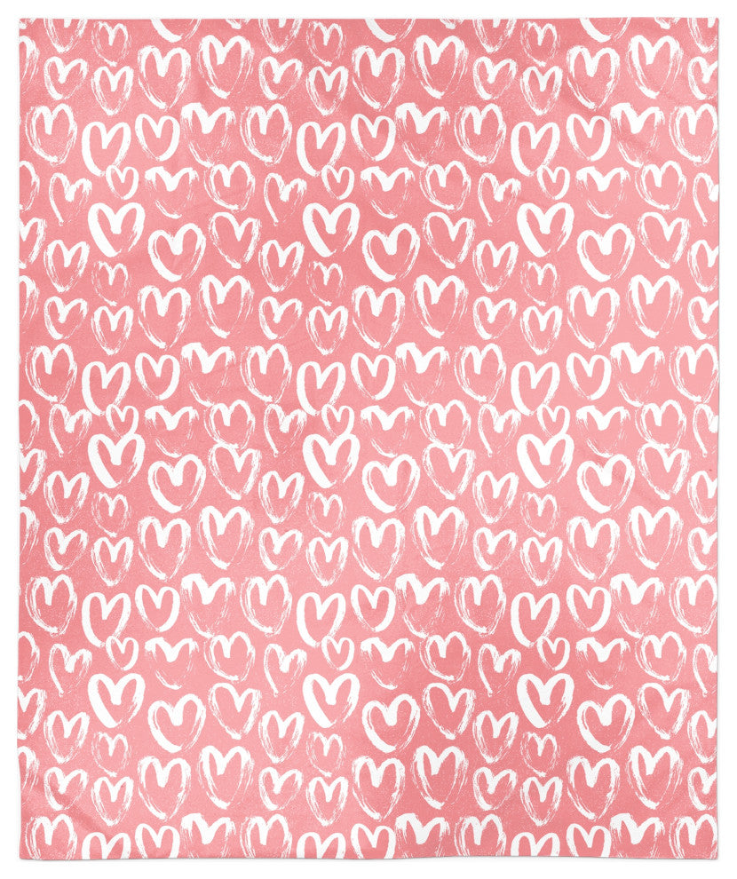 Scribble Heart Pattern 50x60 Sherpa Fleece Blanket