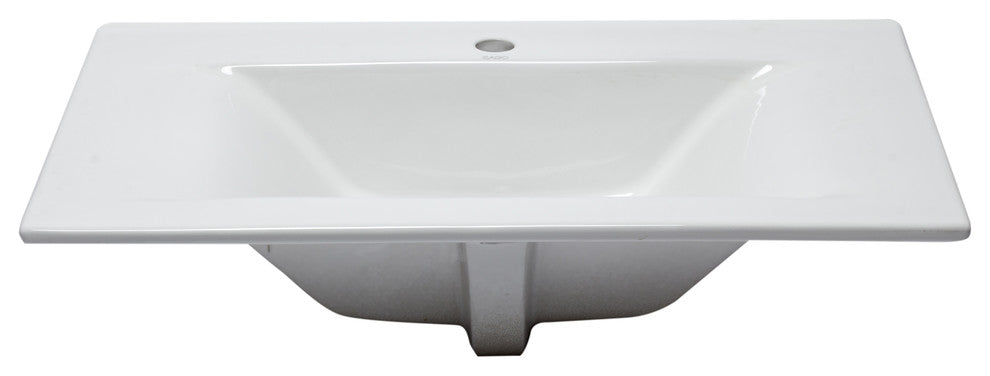 White Ceramic 32"x19" Rectangular Drop In Sink