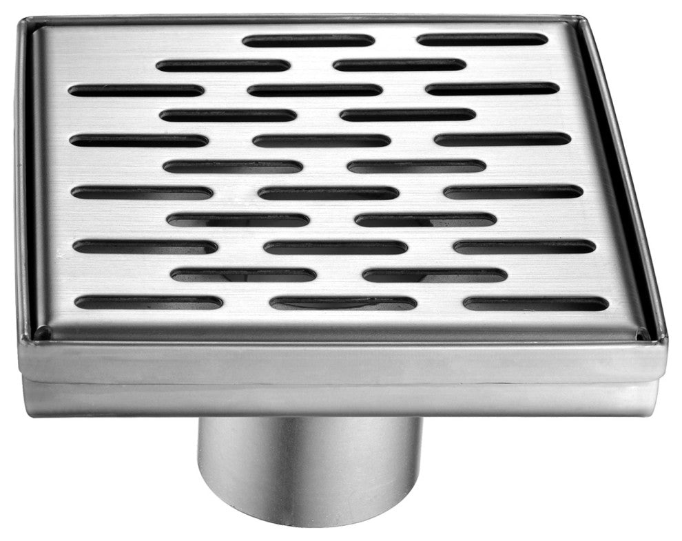 ALFI brand ABSD55C-BSS 5"x5" Square Stainless Shower Drain With  Groove Holes