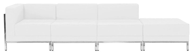 Hercules Imagination Series Melrose White Leather 4-Piece Chair and Ottoman Set