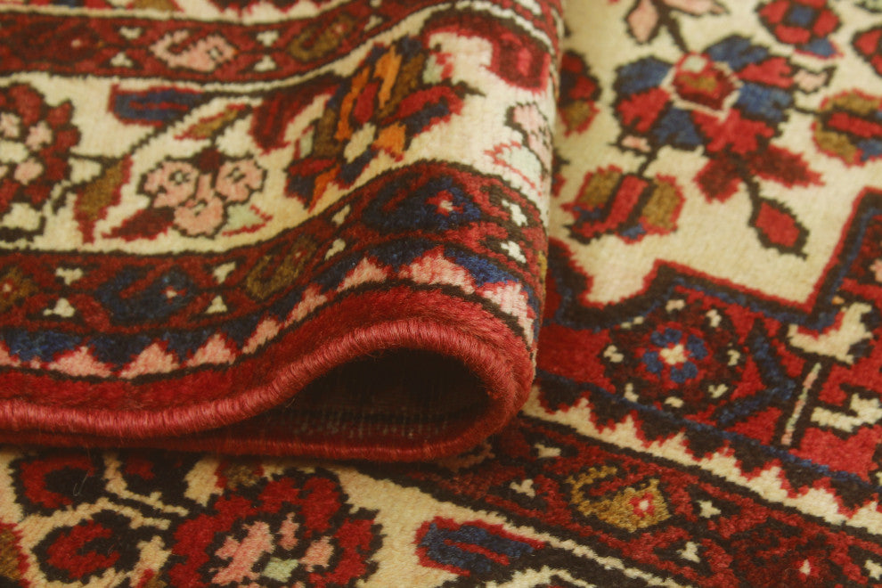 Fine Vintage Distressed Arslan Red/Ivory Runner, 3'6 x 9'7