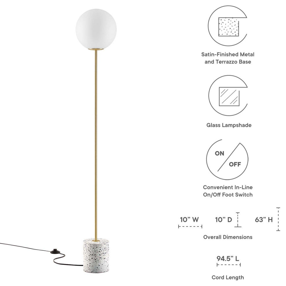Floor Lamp Light, White, Glass, Modern, Mid Century Cafe Bistro Hospitality