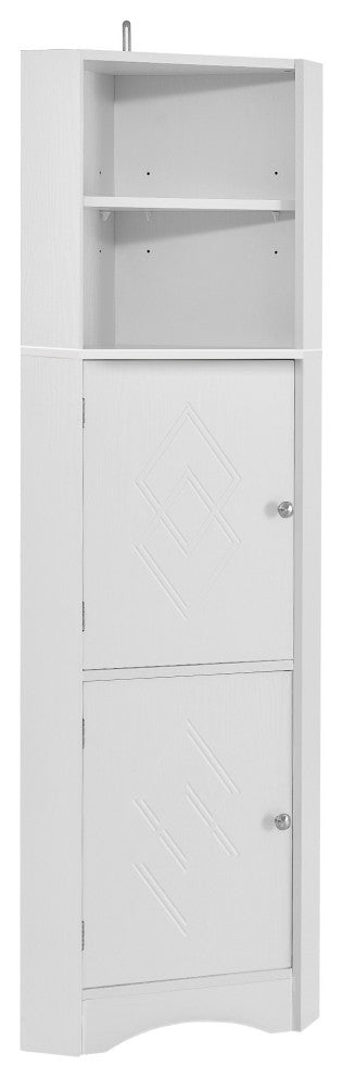 TATEUS Tall Bathroom Corner Cabinet, Freestanding Storage Cabinet With Doors, White