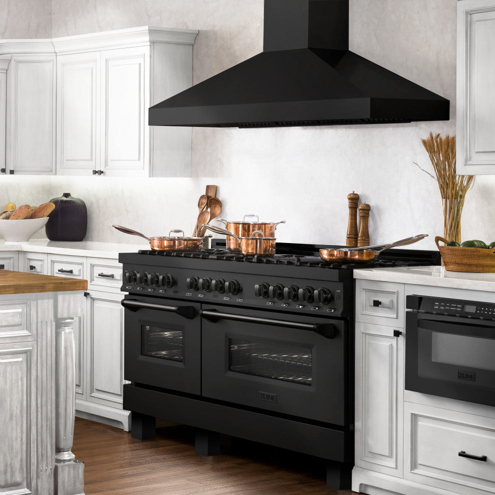 ZLINE Freestanding Range in Black Stainless Steel with Brass Burners (RAB-60)