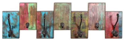 vidaXL Coat Rack Multicolored Solid reclaimed wood Standard Hooks