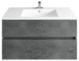 Concrete Gray Granite Bathroom Vanity, Matt White Sink, 32