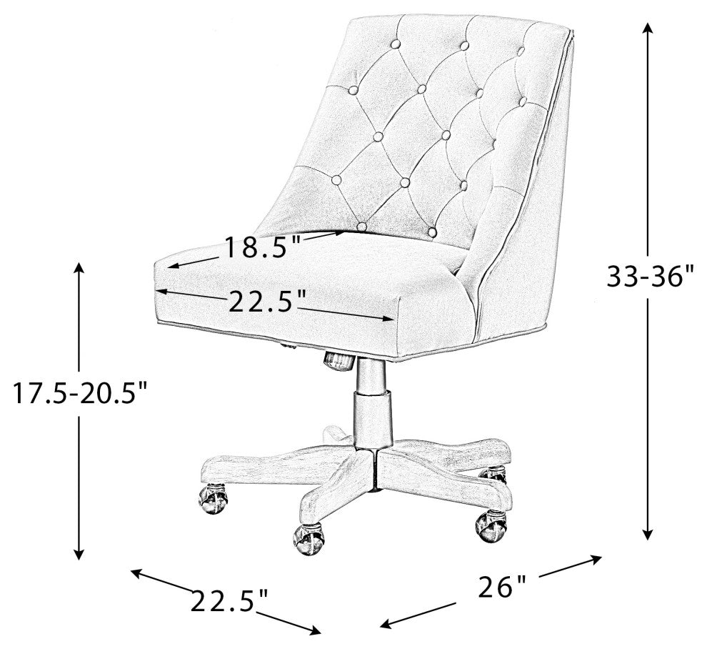 Swivel Task Chair With Tufted Back, Ivory