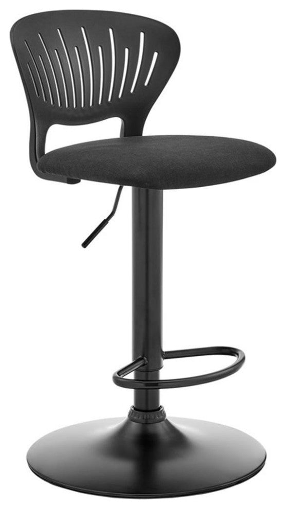 Armen Living Padua 23 - 32" Modern Metal Swivel Stool in Black