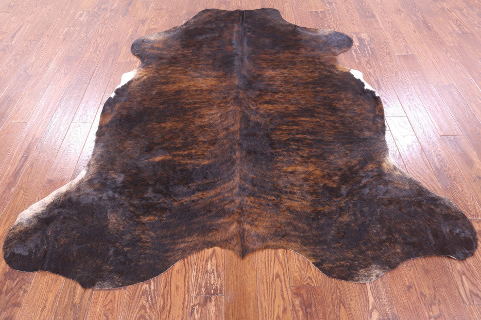 7' 2" X 6' 8" Brindle Natural Cowhide Rug C2269
