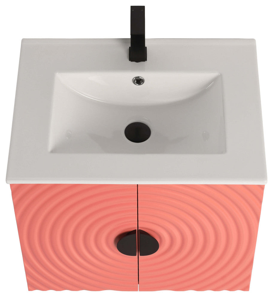 Pellabay Bath Vanity, Fluted Circular Doors Sink Included