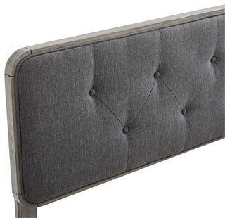 Collins Tufted King Fabric and Wood Headboard-Gray Charcoal