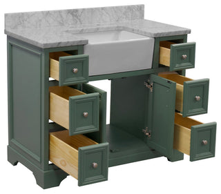Zelda 42" Bathroom Vanity, Sage Green, Carrara Marble