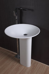 ADM Circular Freestanding Pedestal Sink, White, 23", Glossy White