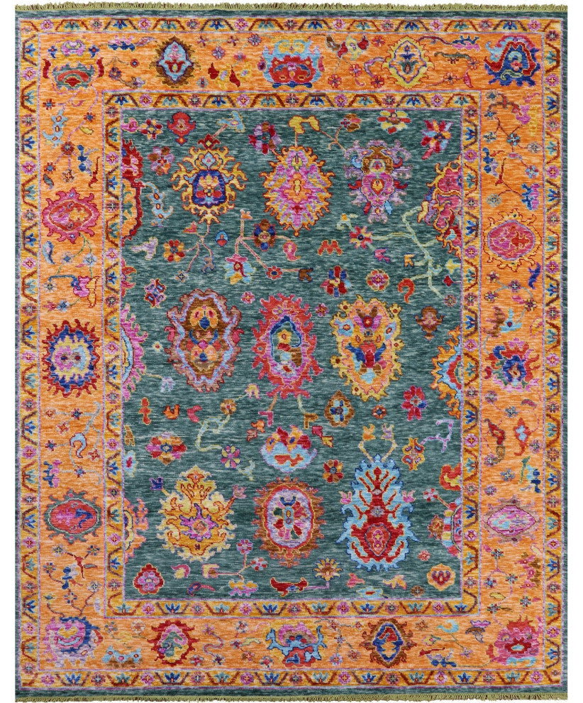 9' 5" X 12' 1" Turkish Oushak Hand Knotted Wool Rug - Q14857