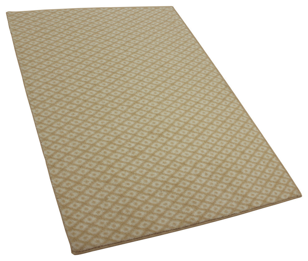 Diamond Pattern 3/8 Thick Indoor Area Rug Carpet, Eggshell, 9x9