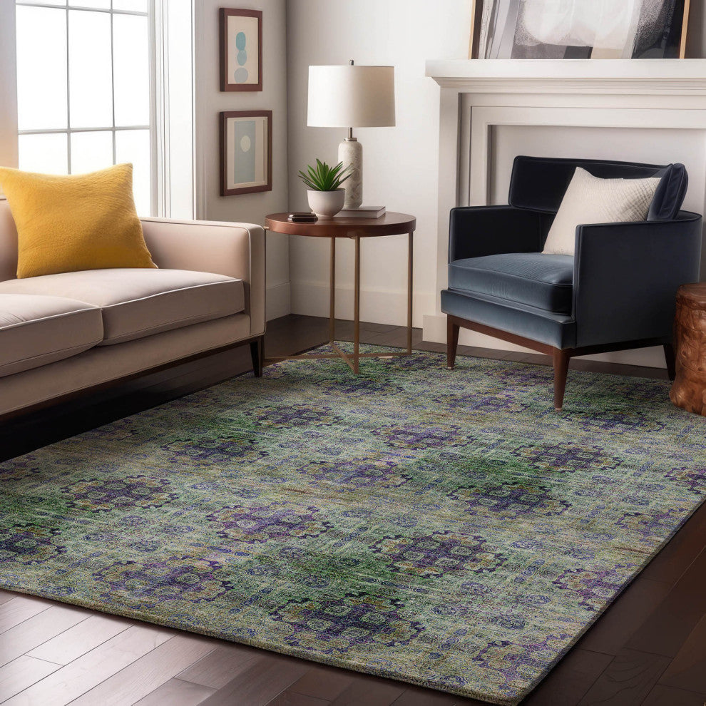 Premium Machine Washable Mayfield AMF557 Purple 3' x 5' Rug