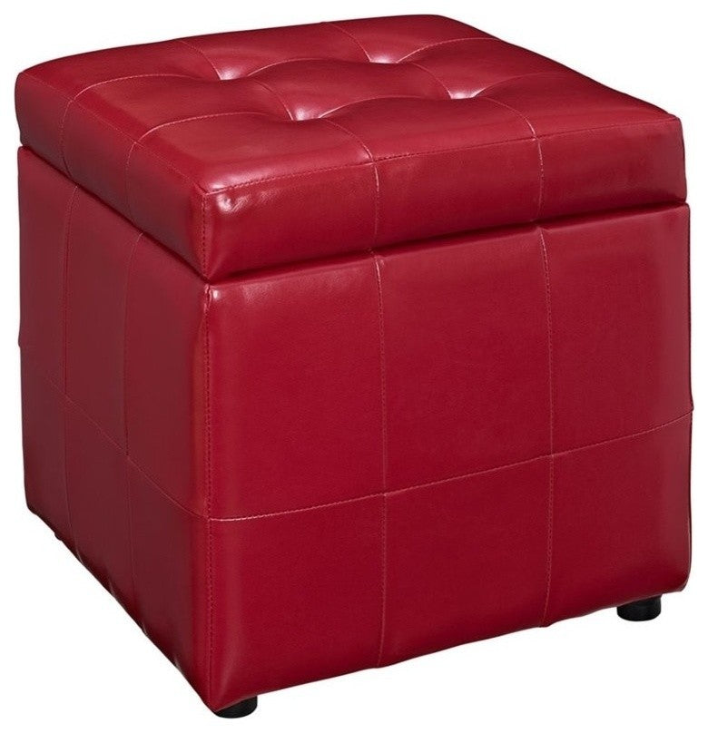 Modern Contemporary Living Room Storage Ottoman Red