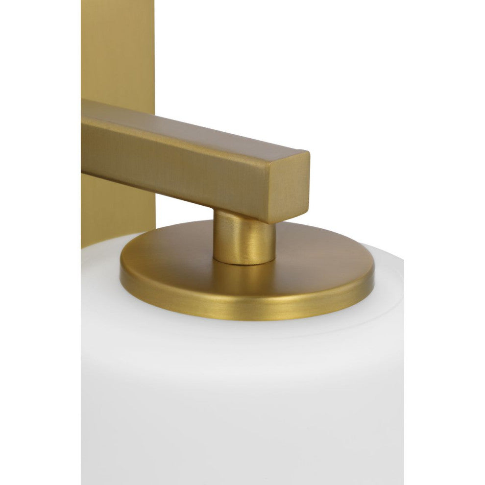 Vertex Collection One-Light Brushed Gold Etched White Glass Bath Light