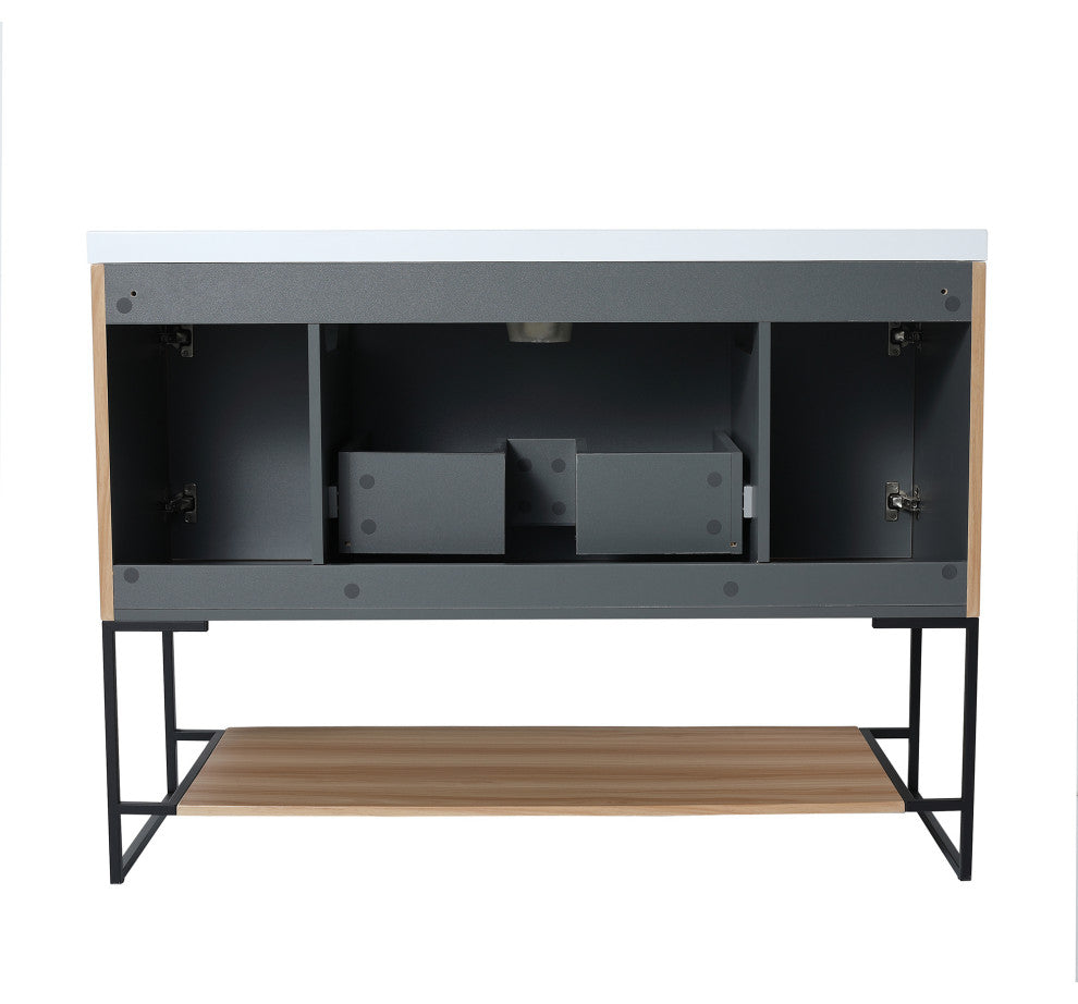 48 inch Maple Plywood Freestanding Bathroom Vanity Set with Doors and Drawer