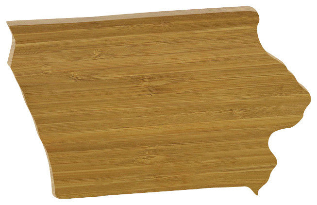 State Shaped Cutting Boards, Amber Bamboo, Iowa
