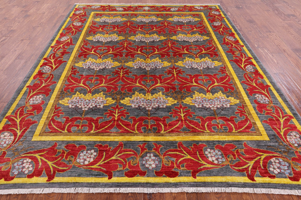 7' 10" X 9' 10" Handmade William Morris Wool Rug Q6518