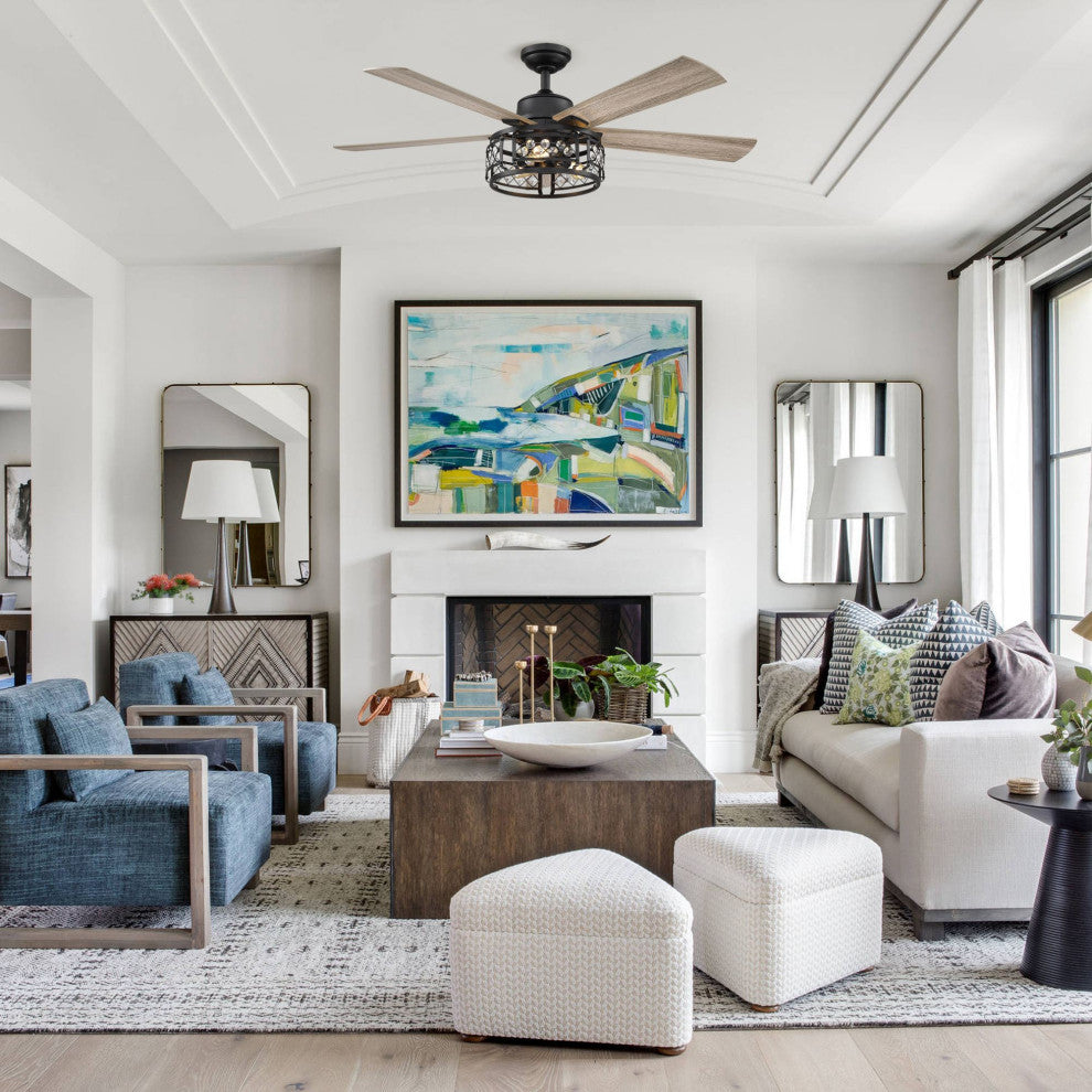 52-inch Modern Crystal Ceiling Fan With Remote