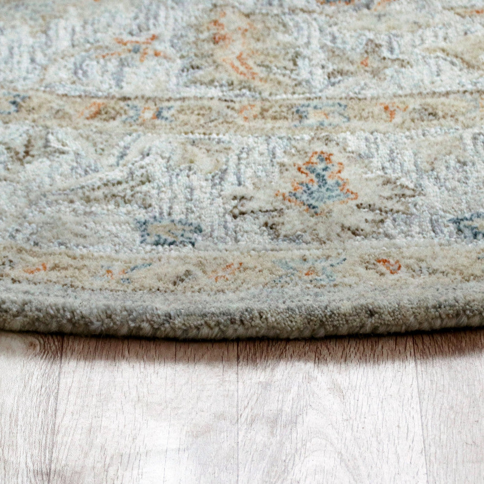 Ox Bay Vin Mel Abstract Hand-Tufted Area Rug, Silver/Tan, 8'6" Round
