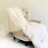 Plutus Off-White Mongolian Faux Fur Luxury Throw