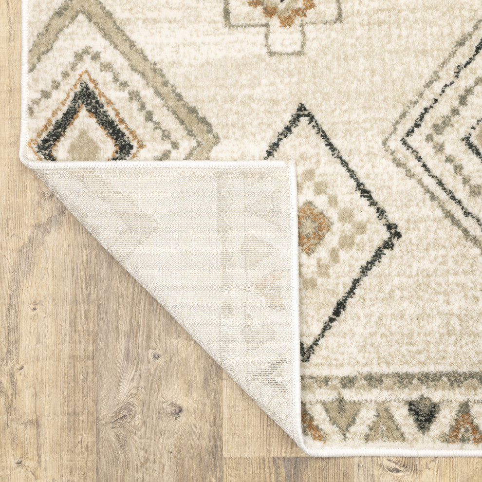 Garson Southwest Tribal Area Rug, Ivory, 5'3"x7'3"