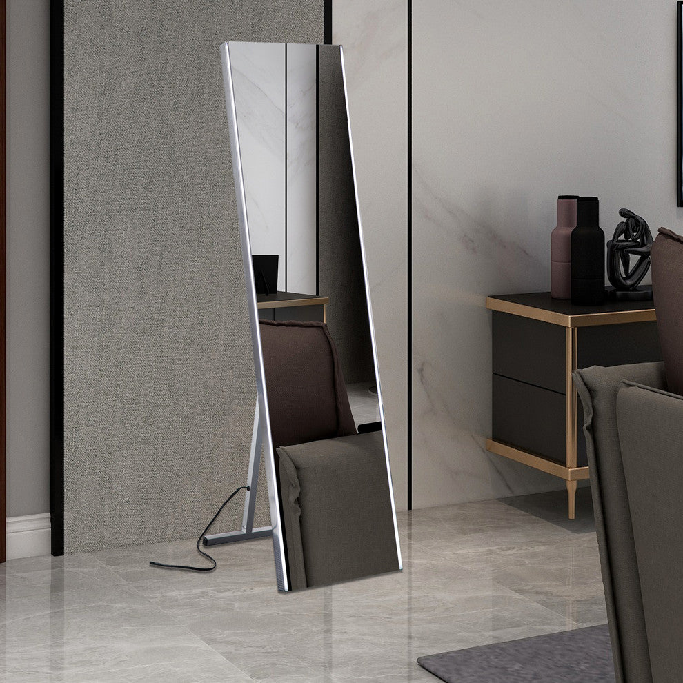 Vanity Art LED Lighted Floor Mirror With Sensor Switch