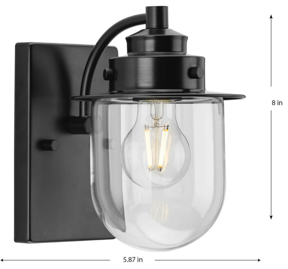 Northlake Collection One-Light Matte Black Clear Glass Transitional Bath Light