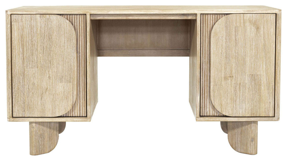 Haru 55" Wide Acacia Desk, Beige