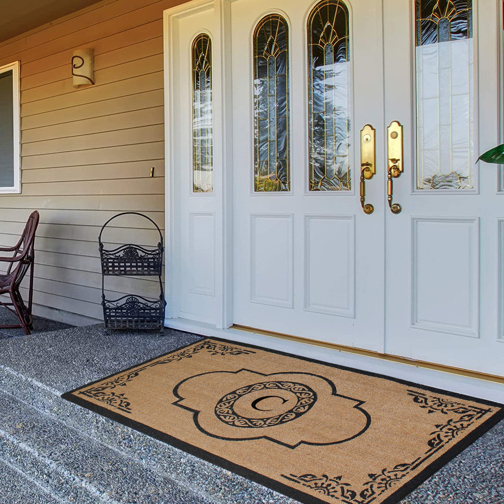 Abrilina Heavy Weight Outdoor Entryway Monogrammed Double Doormat 36"X72", C