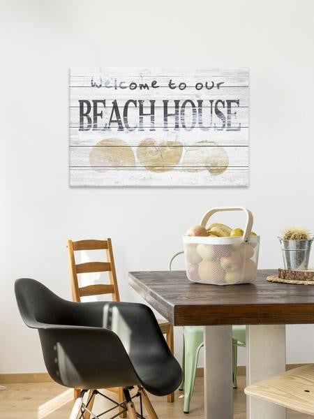 "Shells at the Beach" Painting Print on White Wood, 60"x40"