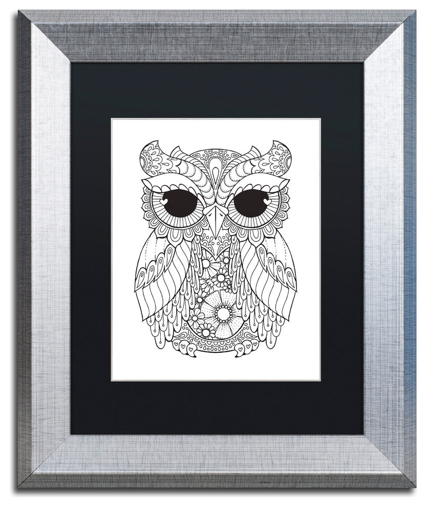 Hello Angel ''Owl 3'' Art, Silver Frame, Black Mat, 14x11