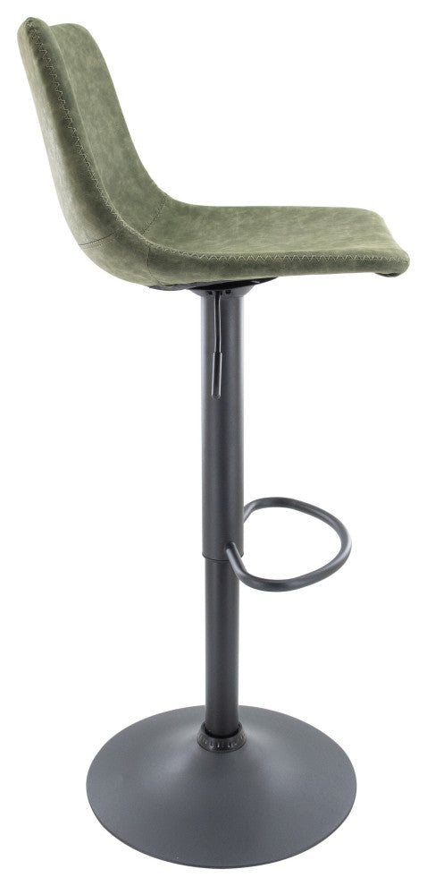LeisureMod Tilbury Modern Adjustable Bar Stool With Footrest & 360-Degree Swivel