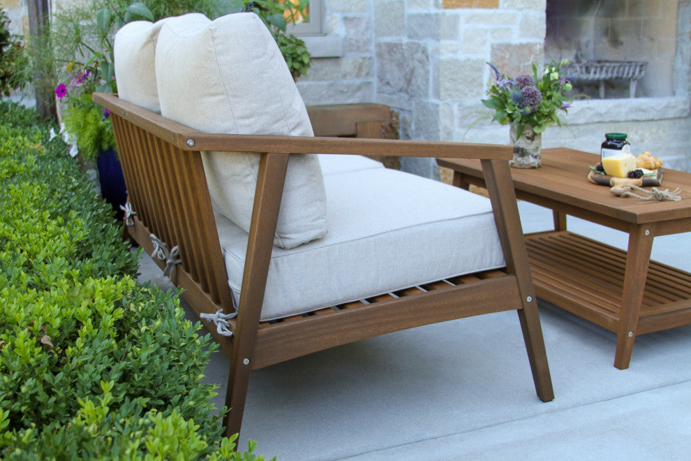 Modern 4-Piece Seating Group, Eucalyptus With Olefin Fabrics