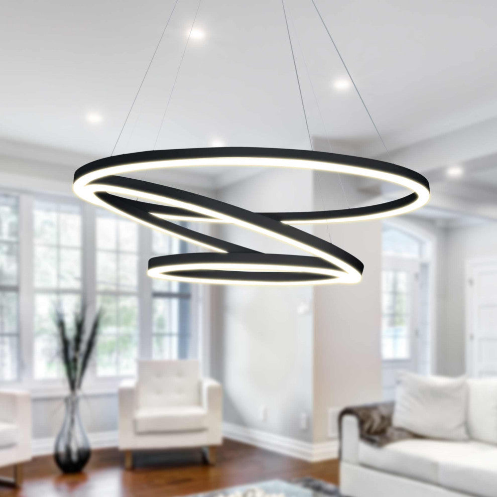Tania Trio 32" Ring ETL Certified Circular LED Chandelier, Black VMC32500BL