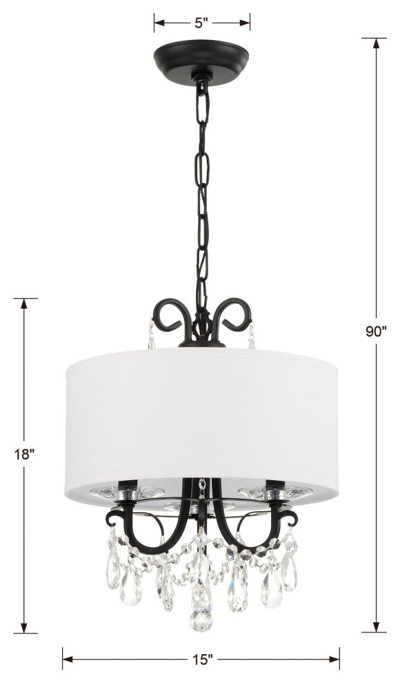 Crystorama Lighting Group 6623-CL-MWP Othello 3 Light 15"W - Matte Black