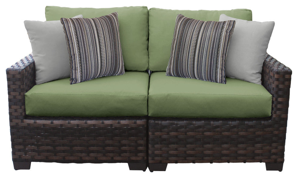 kathy ireland River Brook 2 Piece Wicker Patio Furniture Set, Forest