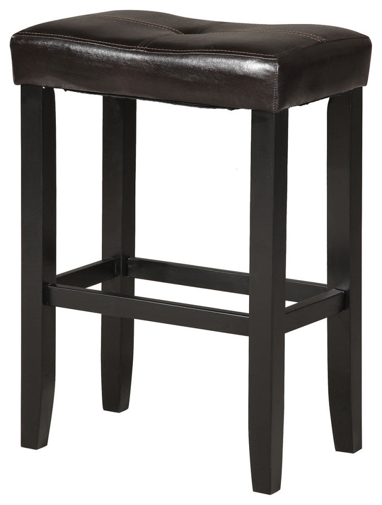 21" X 14" X 24" 2pc Espresso And Black Swivel Counter Height Stool