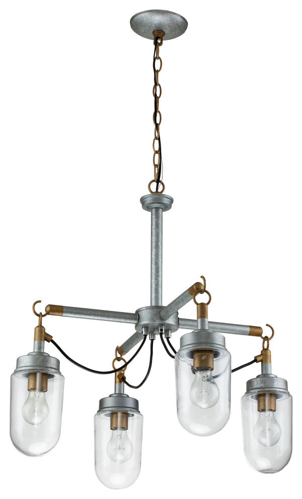 4-Light Gold and Vintage Silver Finish Chandelier