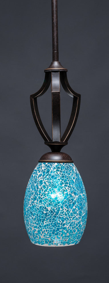 Zilo 1 Light Mini Pendant, 5" Turquoise Fusion Glass