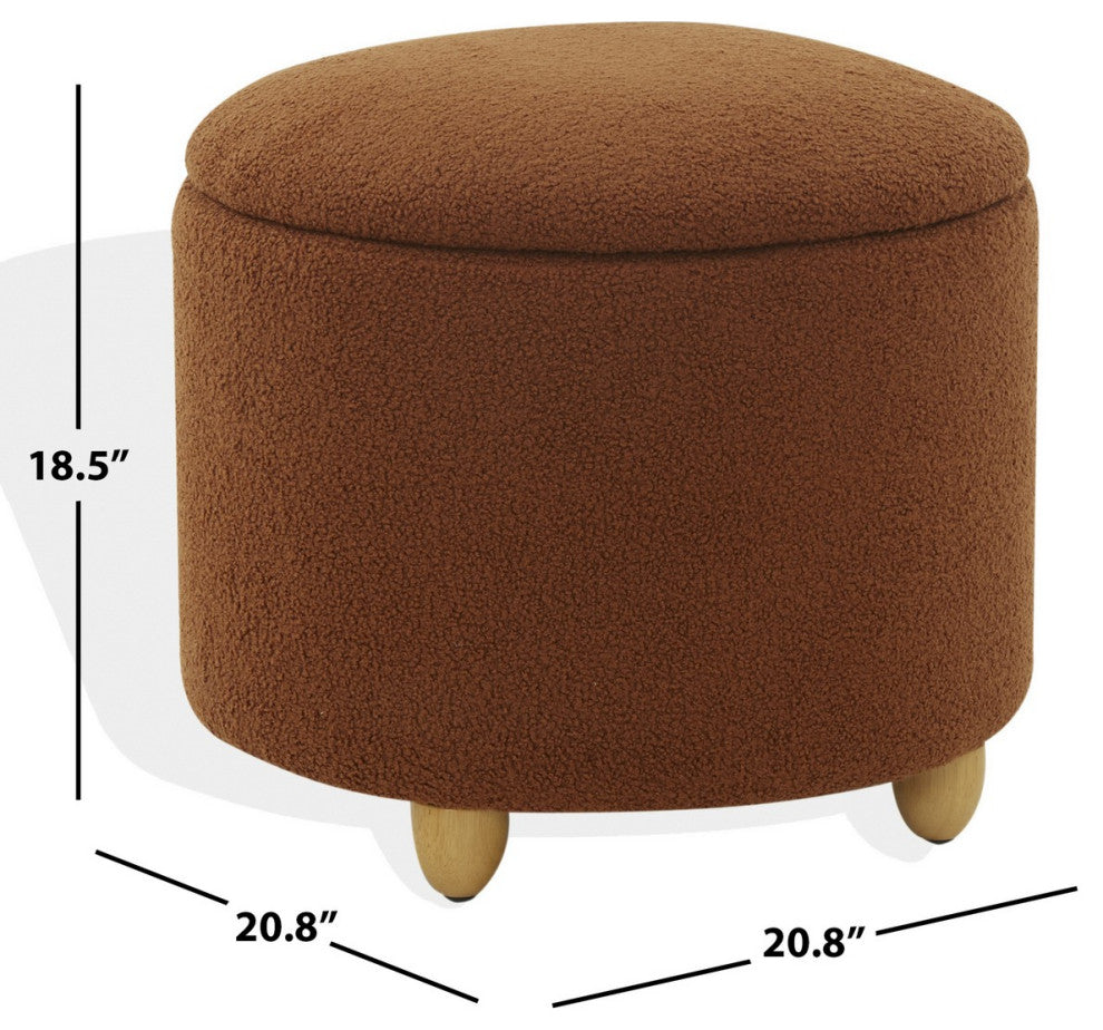 Safavieh Couture Mariabella Storage Ottoman, Rust/Natural