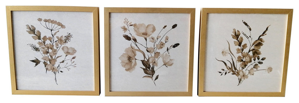 Set of Three Botanical Wildflowers Wall Art