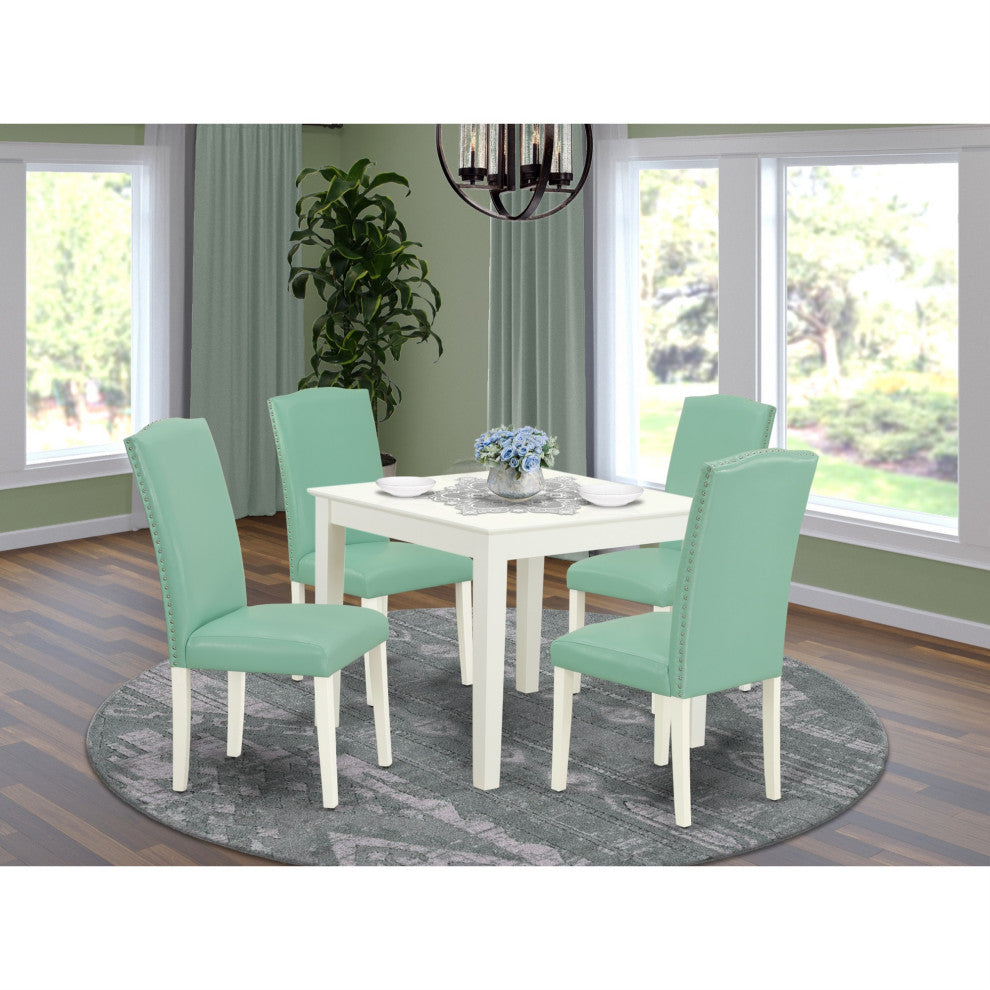 5-Piece Square 36" Table and 4-Parson Chair Color Pond